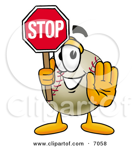 Baseball Mascot Cartoon Character Holding A Stop Sign By Toons4biz