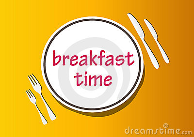 Breakfast Time Illustration   Vector In Golden Orange Backdrop