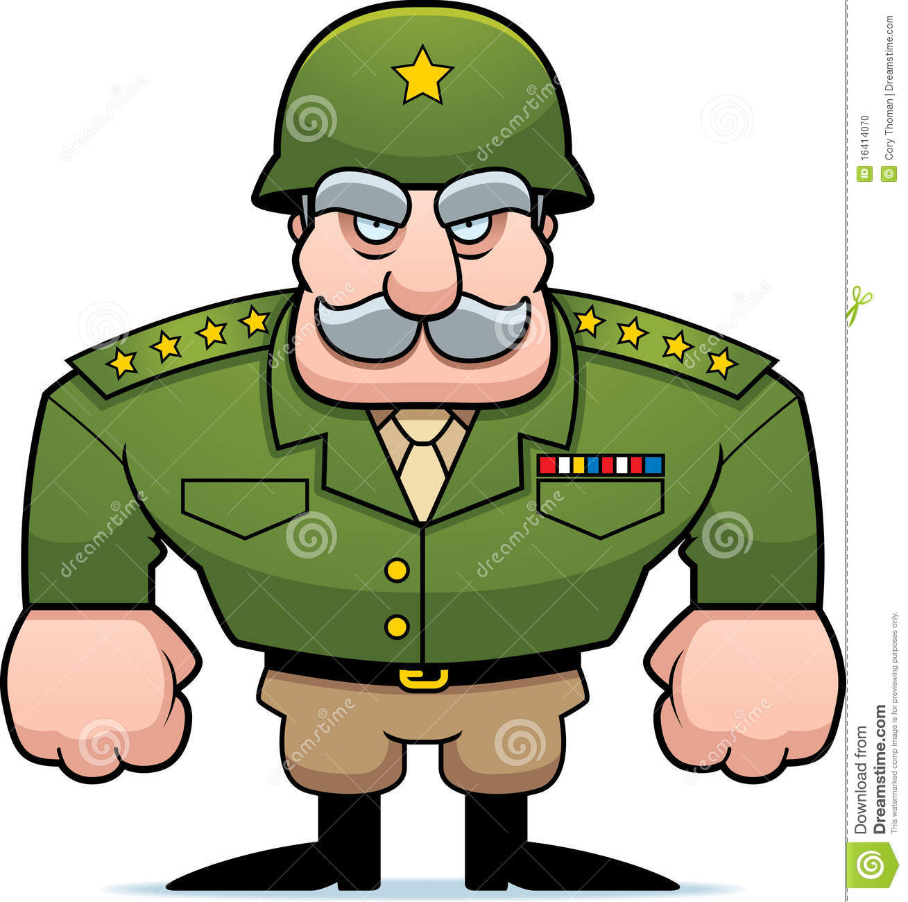 Cartoon Military General With A Helmet On 