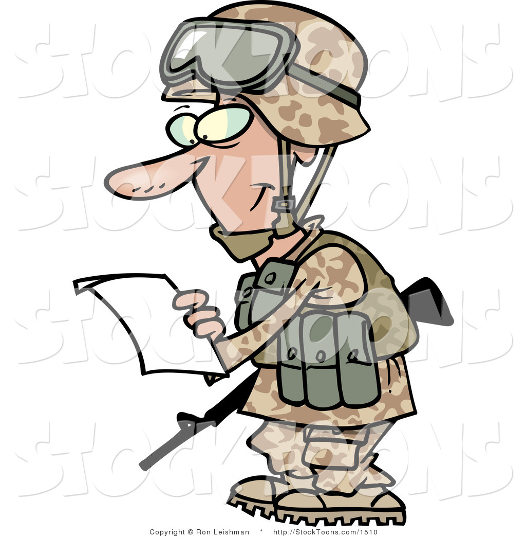 Clip Art Stock Cartoon Of A Military Soldier In A Camouflage Uniform
