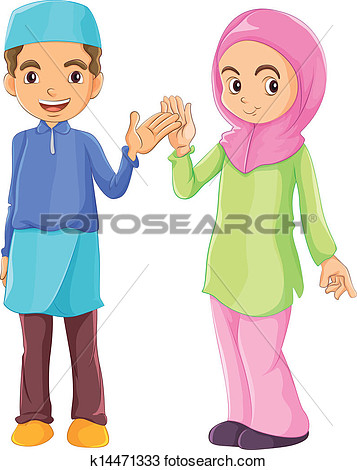 Clipart   A Male And A Female Muslim  Fotosearch   Search Clip Art