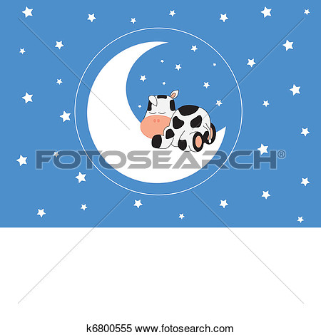 Clipart   Cow Sleeping On The Moon  Fotosearch   Search Clip Art