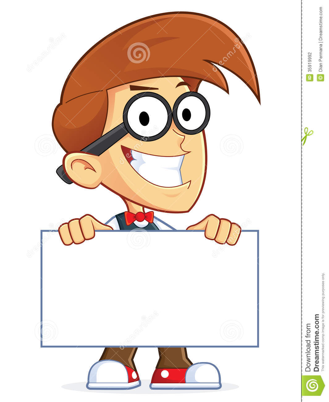 Clipart Picture Of A Nerd Geek Cartoon Character Holding Sign