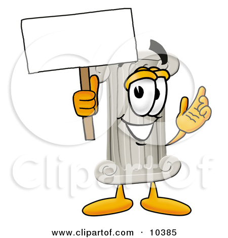 Clipart Picture Of A Pillar Mascot Cartoon Character Holding A Blank