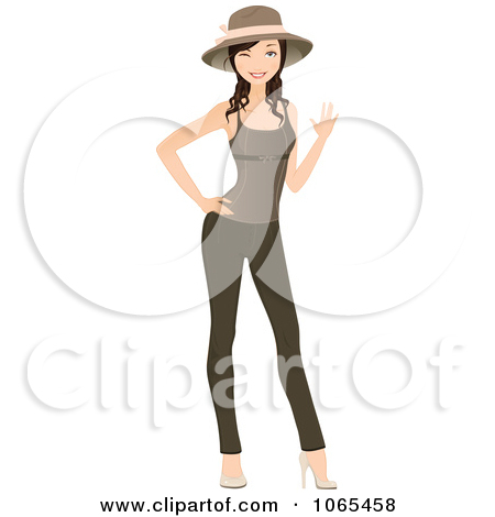 Clipart Woman Wearing Leggings Hat And Tank Top 3   Royalty Free