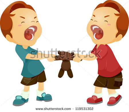 Download   Illustration Of Twin Boys Fighting Over A Stuffed Toy