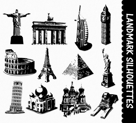 Famous Landmarks Clip Art Graphics Places Clipart Scrapbook Silhouette