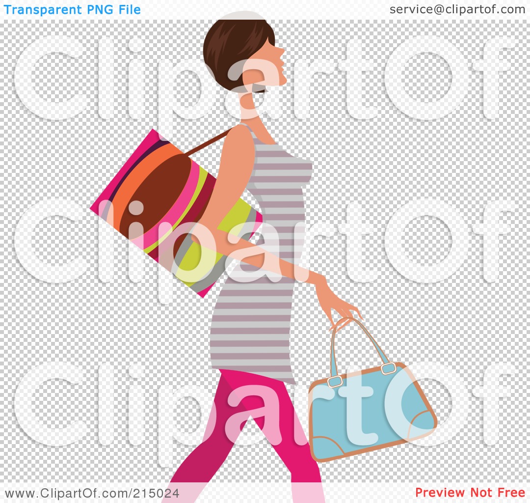 Free  Rf  Clipart Illustration Of A Woman Shopping In Pink Leggings