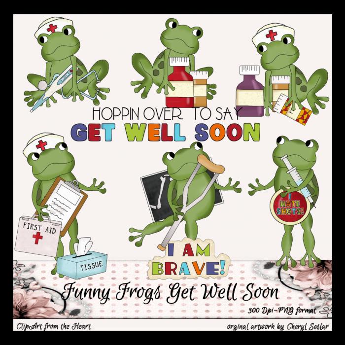 Funny Frogs Get Well Soon Exclusive    1 00   Clipart From The Heart