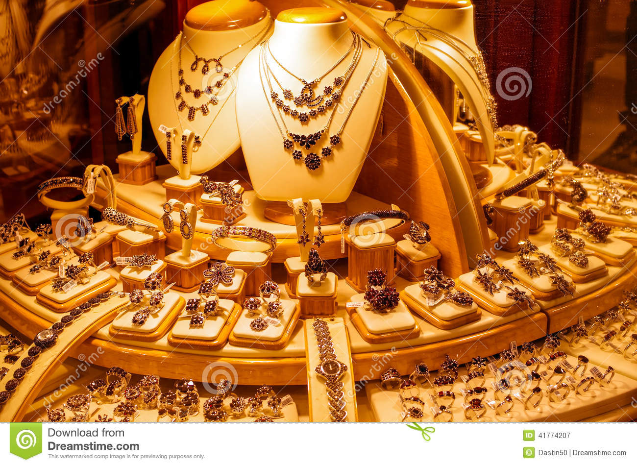 Gold Jewellery In A Shop Window Stock Photo   Image  41774207