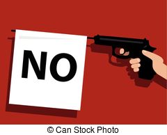 How To Say No   Prop Gun With A Flag Saying No Vector