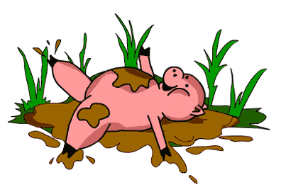 Moving Animated Picture Of A Happy Pig Rolling Around In The Mud