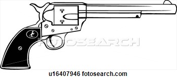 Revolver Six Shooter Weapon Western View Large Clip Art Graphic