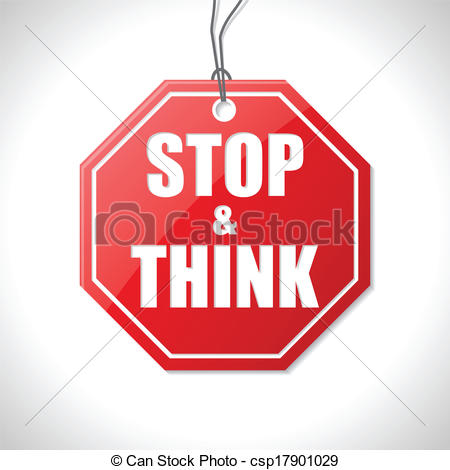 Stop And Think Label With String On White Csp17901029   Search Clipart