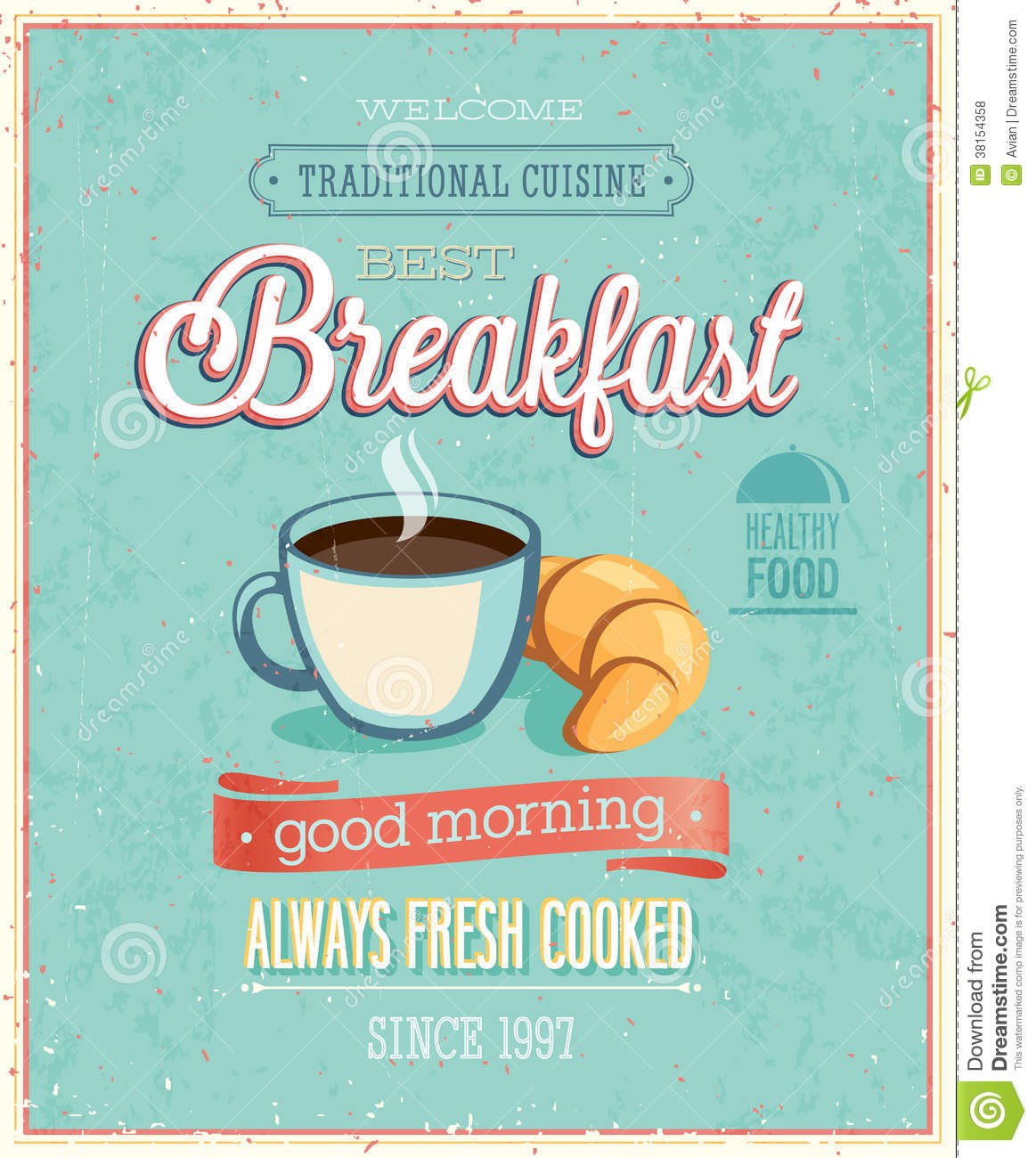 Vintage Breakfast Poster  Royalty Free Stock Photos   Image  38154358