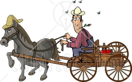 5970 Horse Pulling A Farmer On A Wagon Clipart Picture