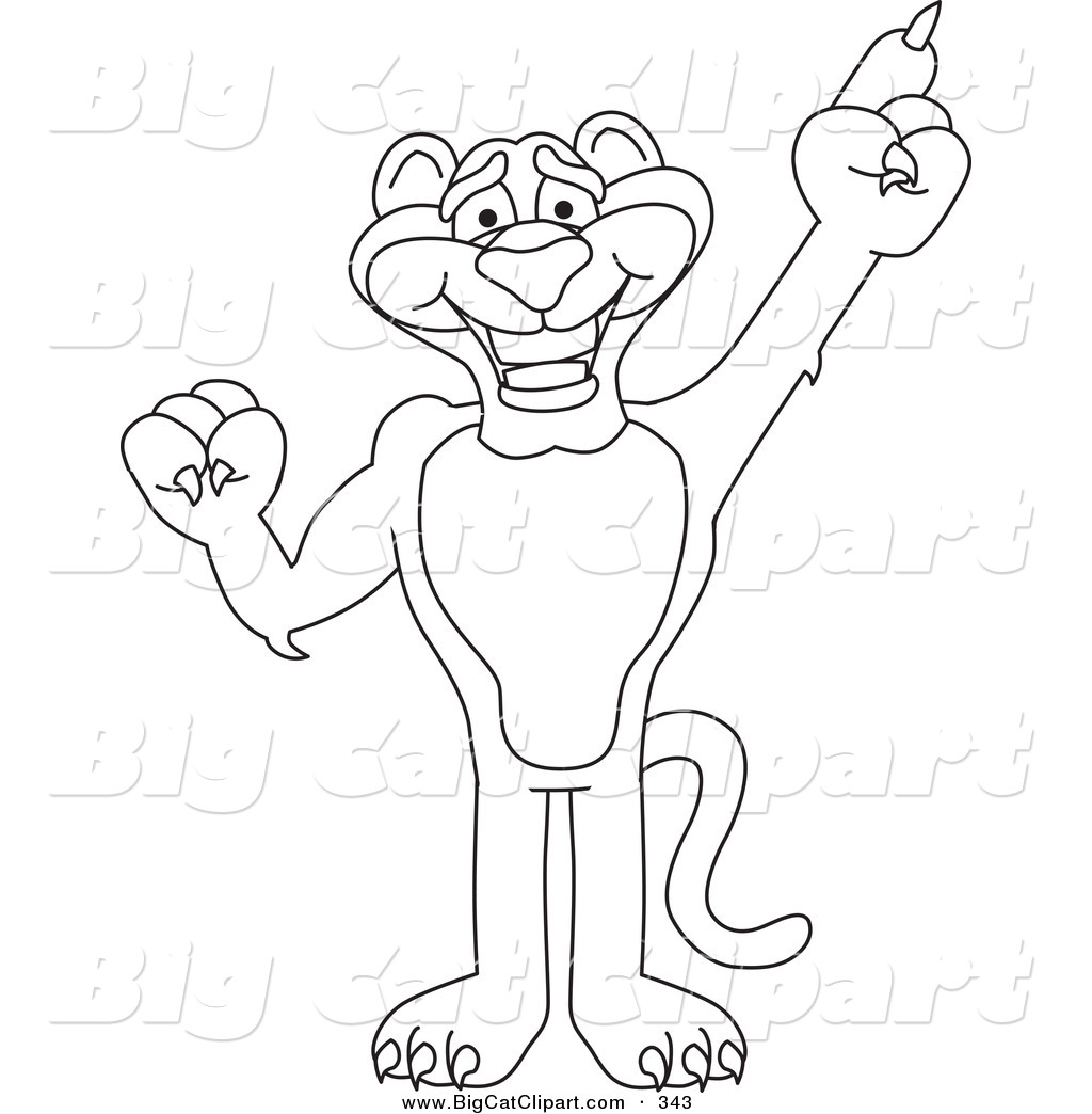 Big Cat Cartoon Vector Clipart Of An Outline Design Of A Panther    