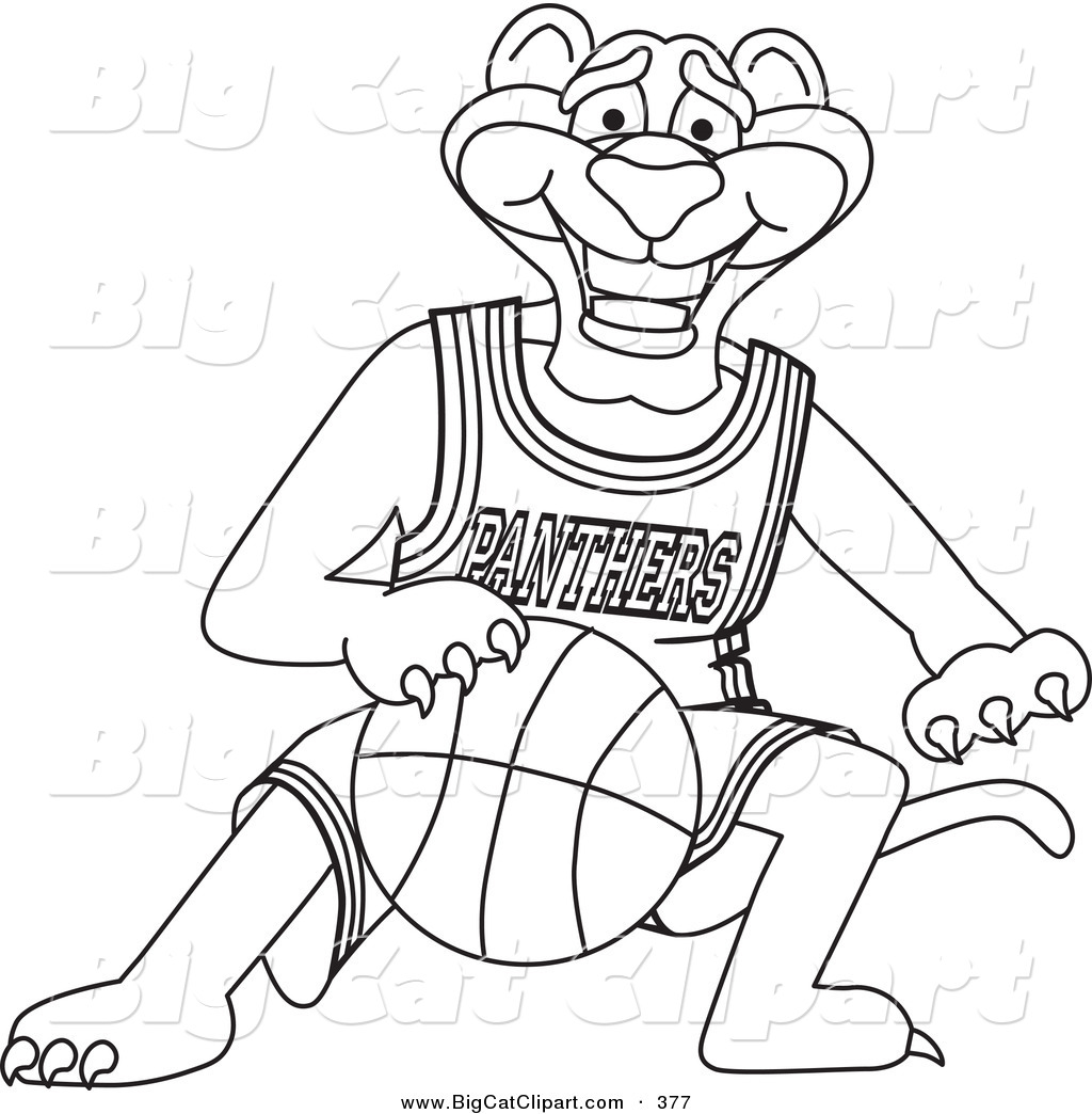 Big Cat Cartoon Vector Clipart Of An Outline Design Of A Panther