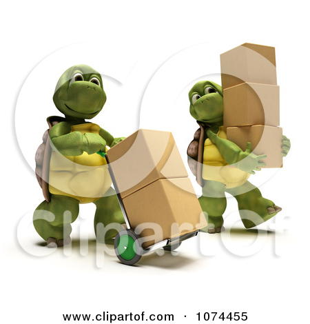 Clipart 3d Tortoises Carrying Shipping Boxes   Royalty Free Cgi