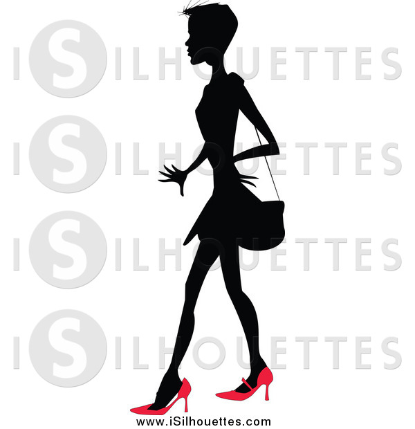 Clipart Of A Silhouetted Black Woman In Red Heels