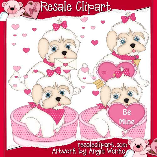 Clipart Puppy Valentines 2 Cu Resale Clipart Product 150 218