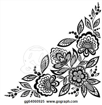 Eps Illustration   Corner Ornamental Lace Flowers Are Decorated In