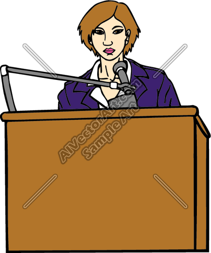 Female Speaker At Podium Clipart And Vectorart  Occupations   Business