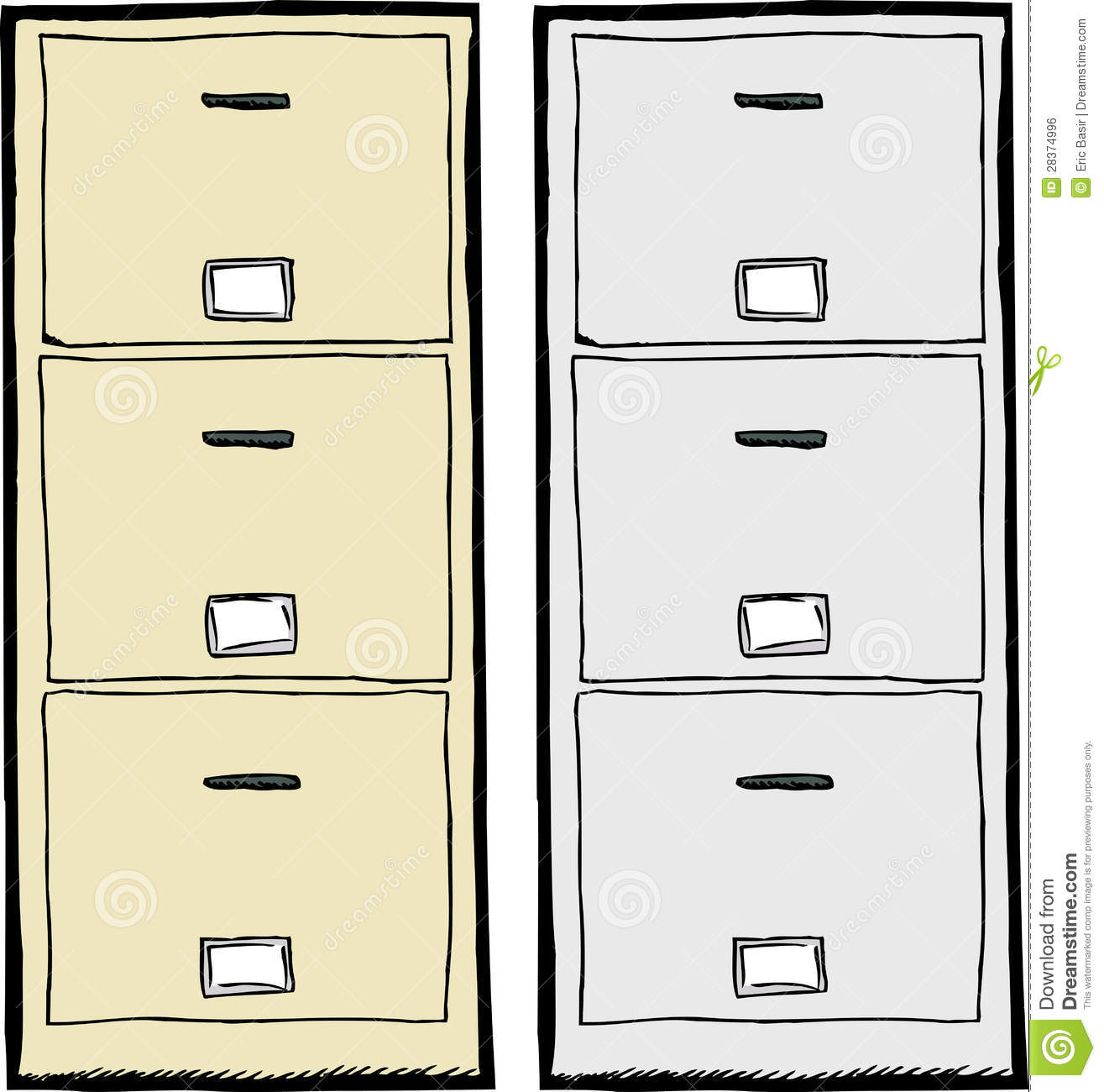 Front View Of Isolated Metal Filing Cabinets