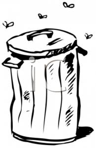 Garbage Can With Flies Buzzing Around It   Clipart Picture