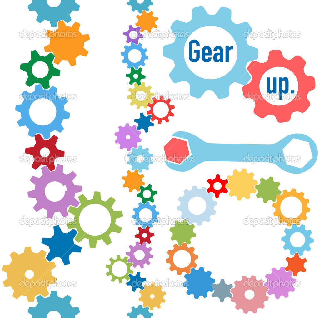 Gears Colors Industrial Circle Line Border Set   Stock Vector