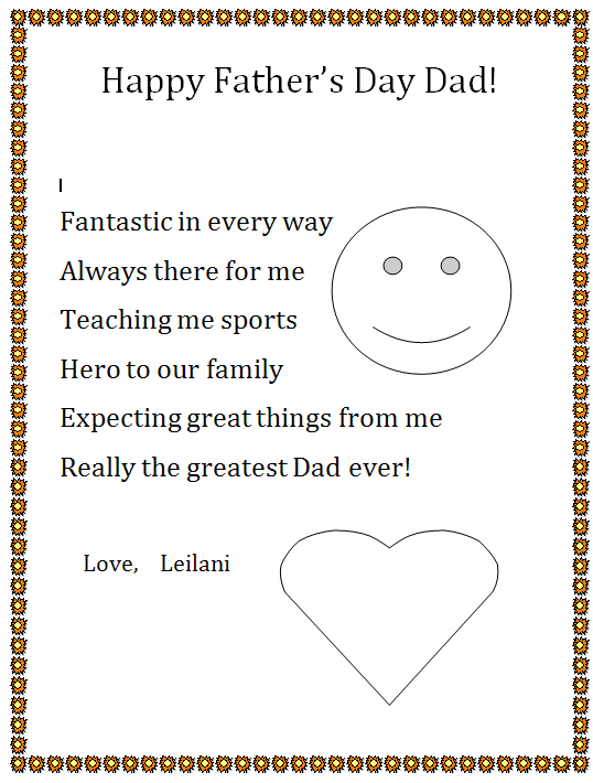 Happy Father S Day Acrostic   K 5 Computer Lab