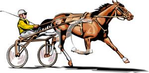 Horse Pulling A Jockey In A Cart   Royalty Free Clipart Picture