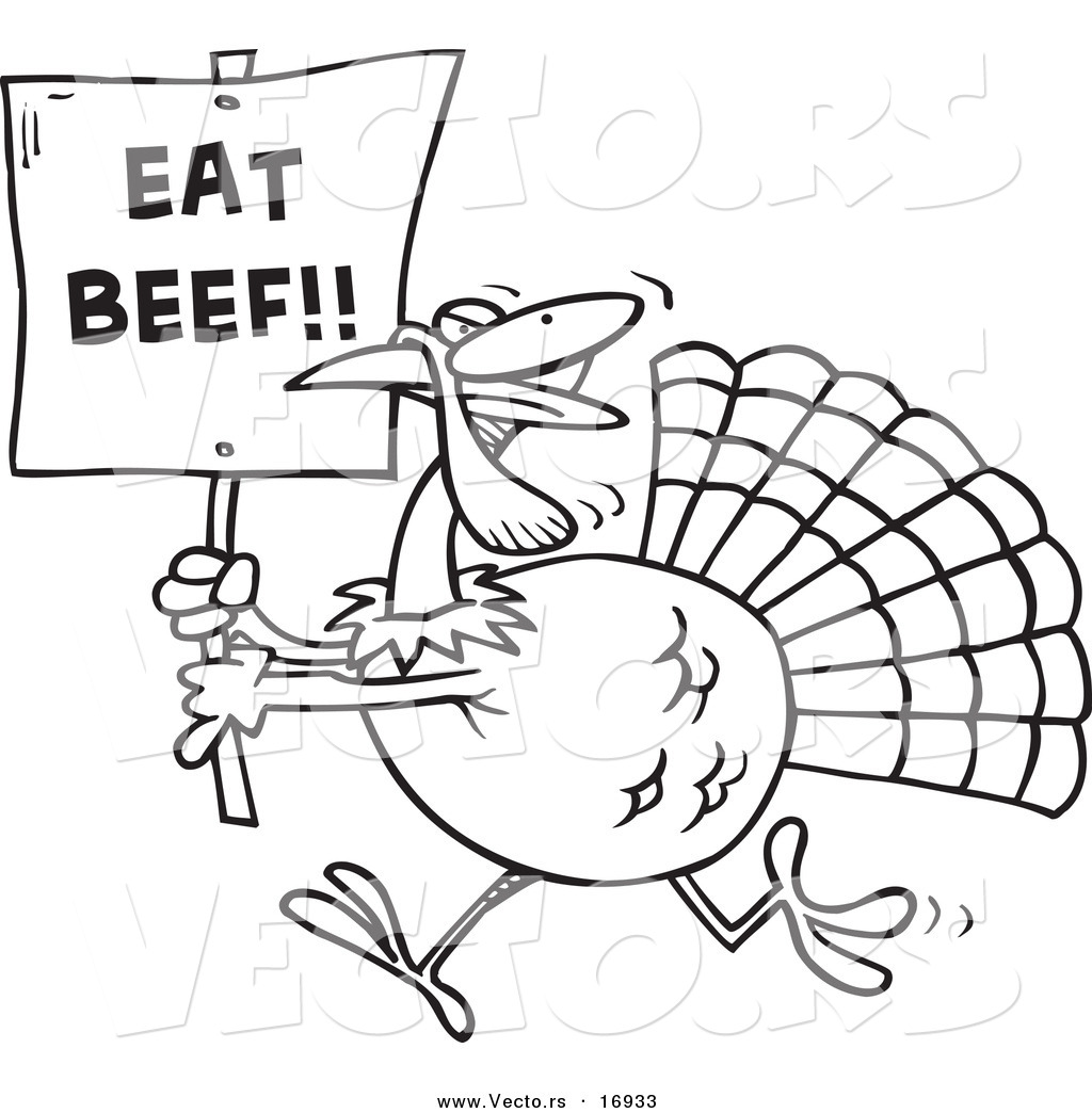 Http   Vecto Rs 1024 Vector Of A Cartoon Turkey With An Eat Beef Sign
