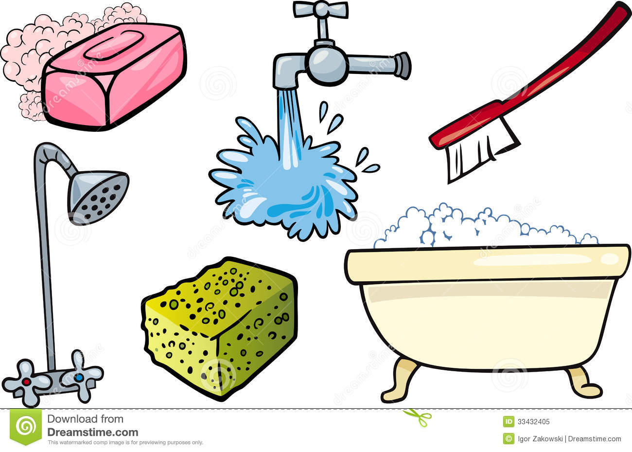 Hygiene Objects Cartoon Illustration Set Royalty Free Stock Photo