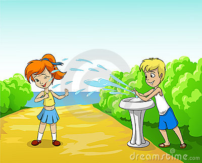 Kids Play With Water In Summer Day Royalty Free Stock Photo   Image
