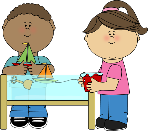 Kids Playing At A Water Table Clip Art   Kids Playing At A Water