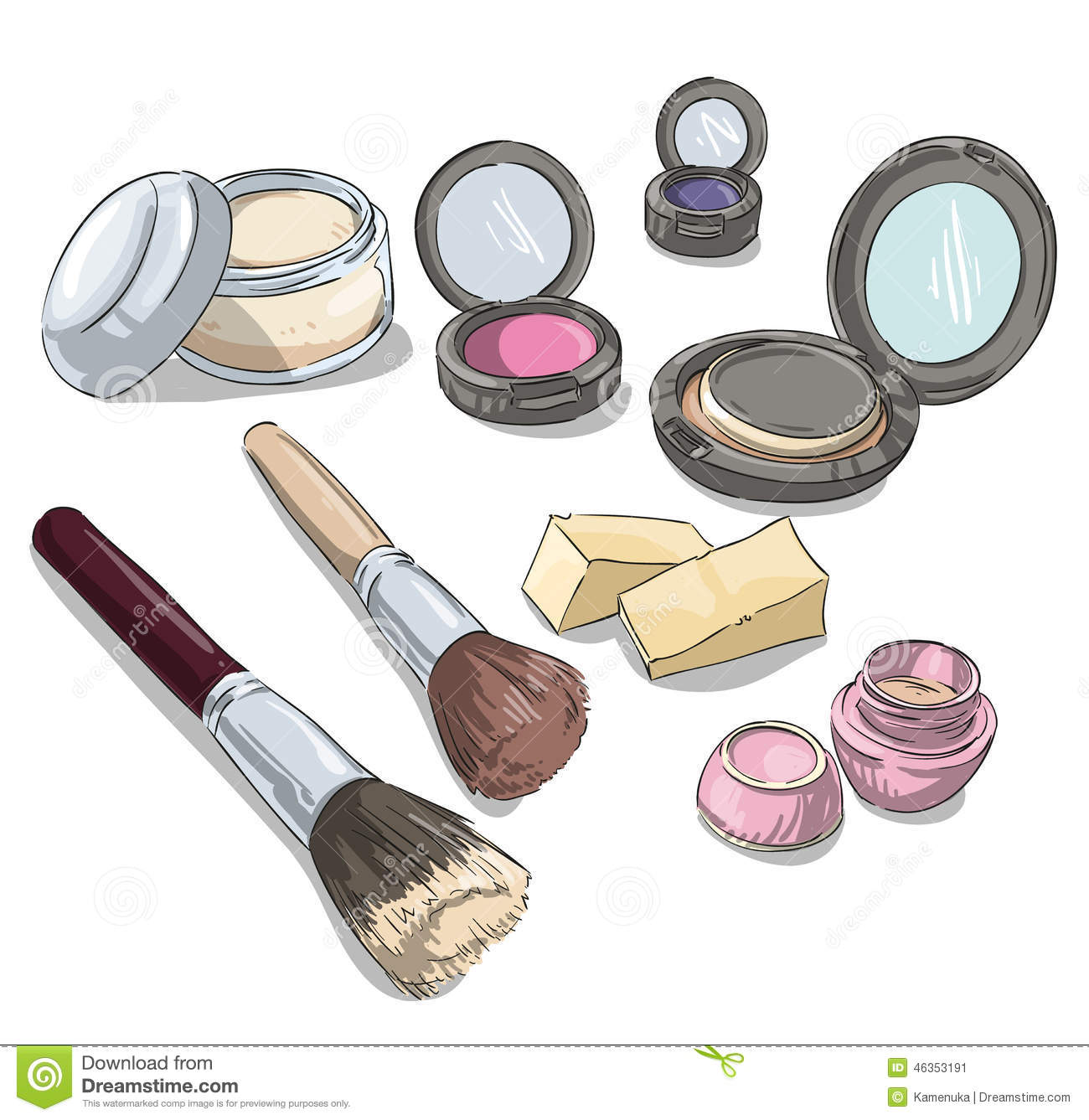 Makeup Products Drawing  Fashion Illustration  Stock Vector   Image