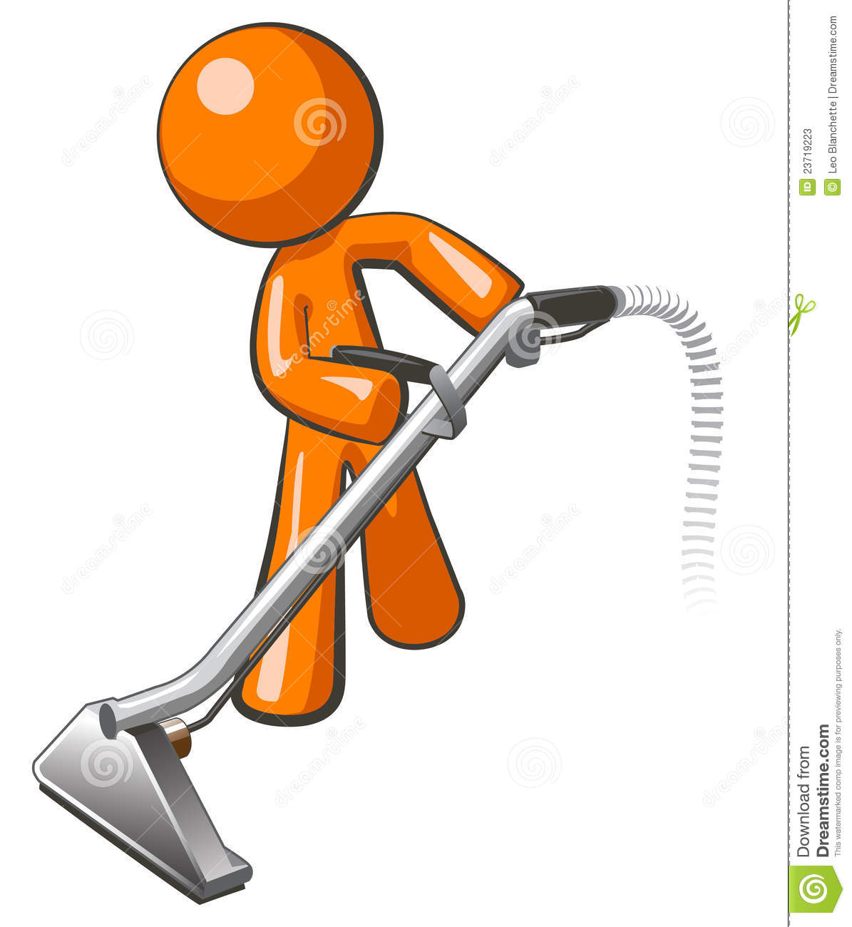 Orange Man With Steam Cleaner Carpet Wand Extracting Floor