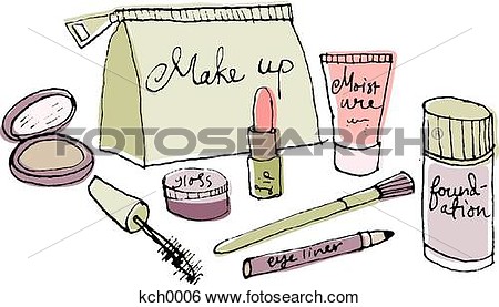 Stock Illustration   A Make Up Bag And Cosmetics  Fotosearch   Search