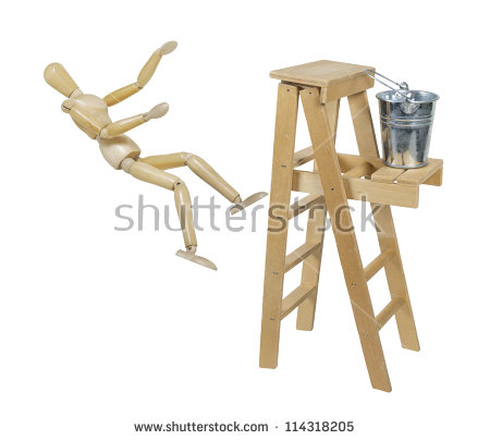 Stock Photo Falling Off A Ladder Used For Moving Up Or Reaching Higher