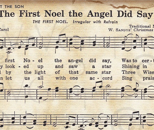 The First Noel Christmas Christian Sheet Music Hymn By Vrvgraphics