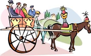     Tourists Riding On A Horse Driven Cart   Royalty Free Clipart Picture