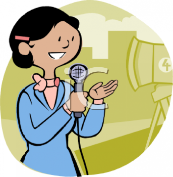 0511 0901 1901 2137 Female Reporter Doing A Live Feed Clipart Image