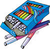 An Open Box Of Markers   Royalty Free Clipart Picture
