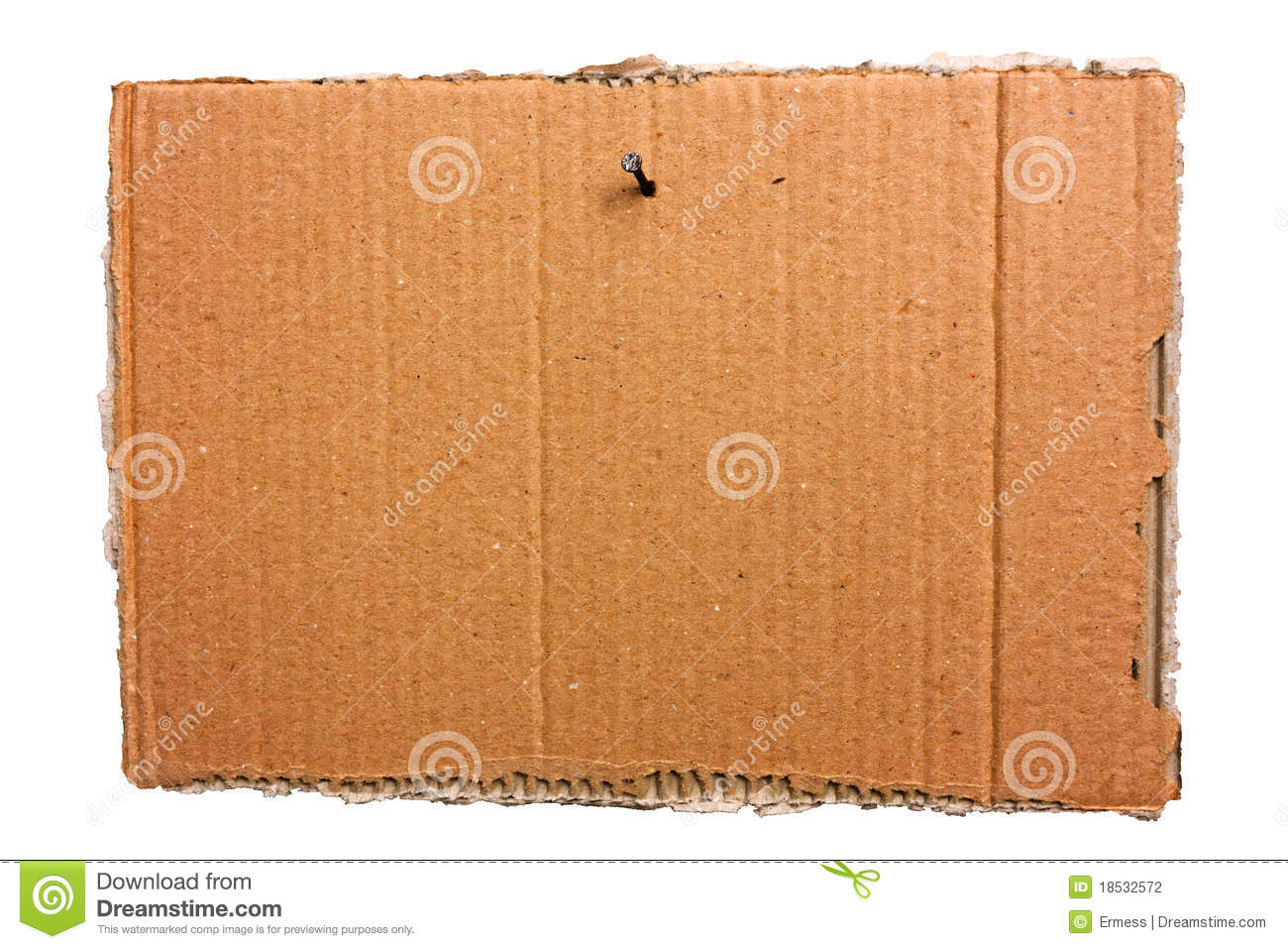Blank Notice Of Torn Corrugated Pasteboard Isolated Clipping Path