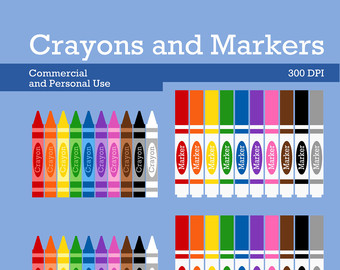 Box Of Markers Clipart Instant Download   Crayons And Markers  With    