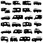 Caravan And Jeep Vector Caravan Or Camper Van Icons On