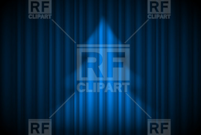 Christmas Tree In Spotlight On Blue Theatre Stage Curtain Download