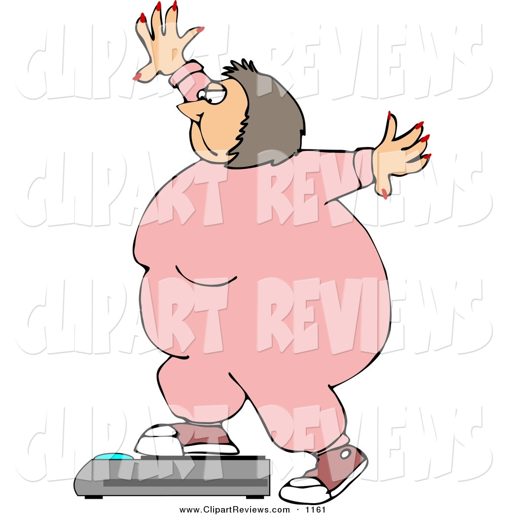 Clip Art Of A Big Fat Girl Weighing Herself On A Scale By Dennis Cox