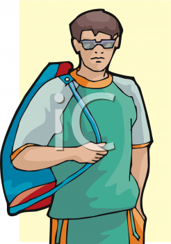 Clip Art Picture Of A Young Man Carrying A Backpack
